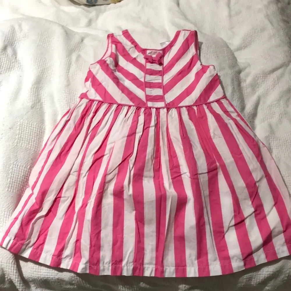 Gymboree bubble gum pink white stripe dress worn 1